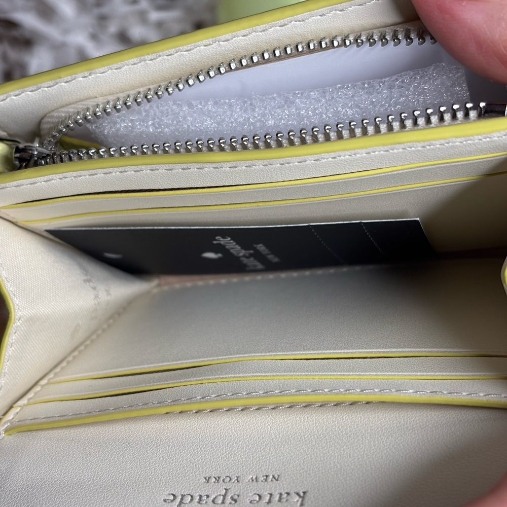 kate spade lemon yellow pebbled leather small wallet - Picture 5 of 6